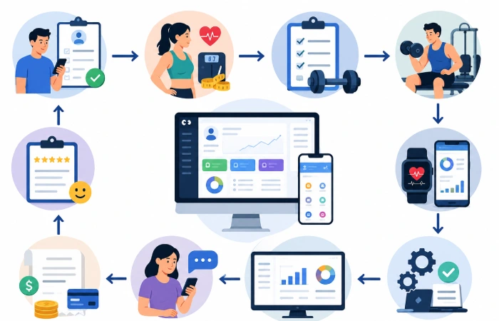 Automated Fitness Management System Workflow