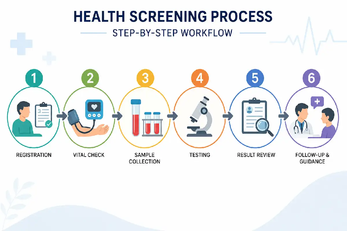 Health Screening Process: Step-by-Step workflow