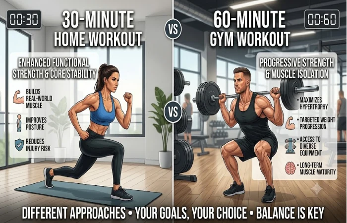 30-Minute Home Workout vs 60-Minute Gym Workout