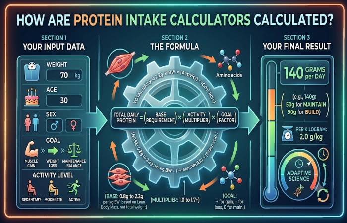How are protein intake calculators calculated?