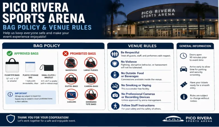 Pico Rivera Sports Arena Bag Policy and Venue Rules: What to Bring